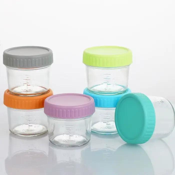 Pots Mason en verre réutilisables pour bébés avec échelle graduée contenant hermétique anti-fuite pour purées sauces confitures