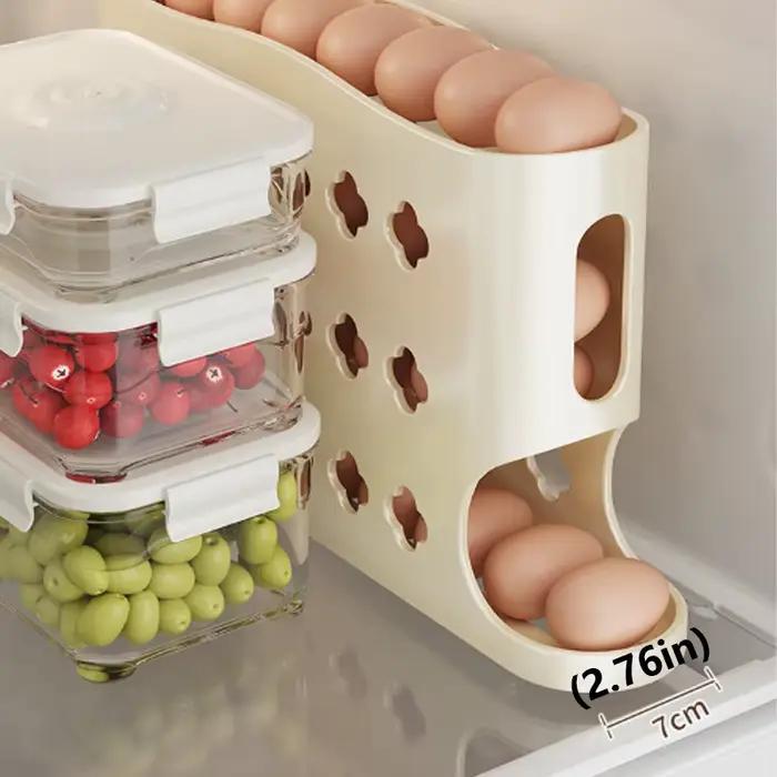 Conteneur de rangement pour œufs à 3 niveaux sur roulettes pour réfrigérateur