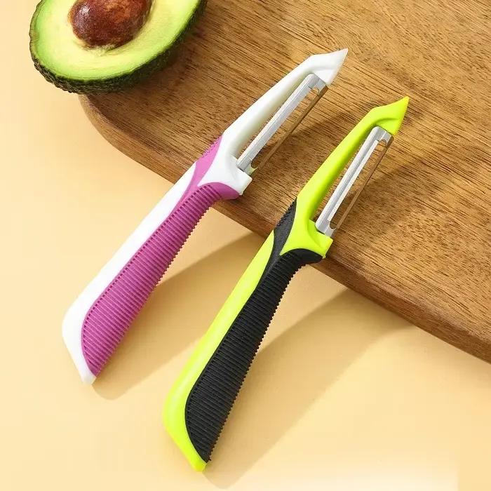 Éplucheur de fruits en acier inoxydable, gadgets de cuisine réutilisables, coupe-fruits, couteau à éplucher