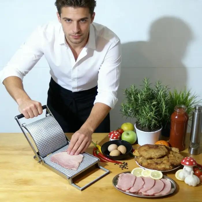 Attendrisseur de viande manuel en acier inoxydable à clipser pour attendrir