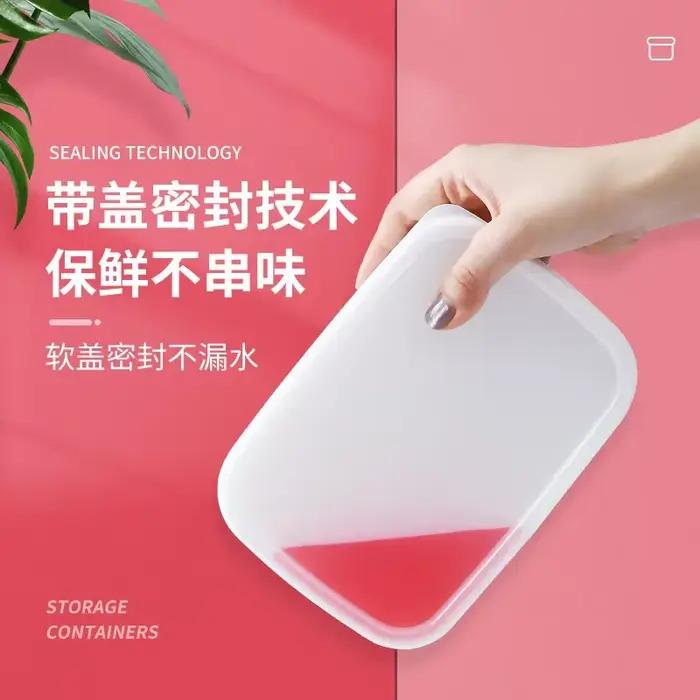 Boîte à légumes en plastique carrée scellée avec couvercle pour réfrigérateur capacité 1-2L style simple blanc orange rouge noir pour stockage et préservation des aliments occasions spéciales