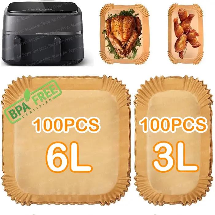 Papier de cuisson pour friteuse à air Philips Airfryer série 3000 6L/3L NA350/00, doublures jetables antiadhésives pour friteuse à double panier Philips