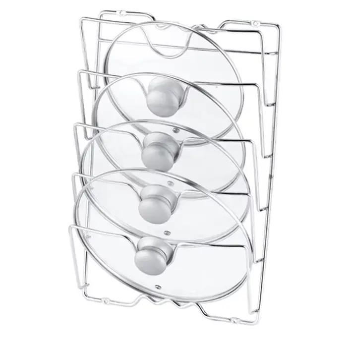 1 pièces accessoires de cuisine en acier inoxydable Pot couvercle étagère cuisine organisateur casserole couvercle couvercle support support étagère à vaisselle