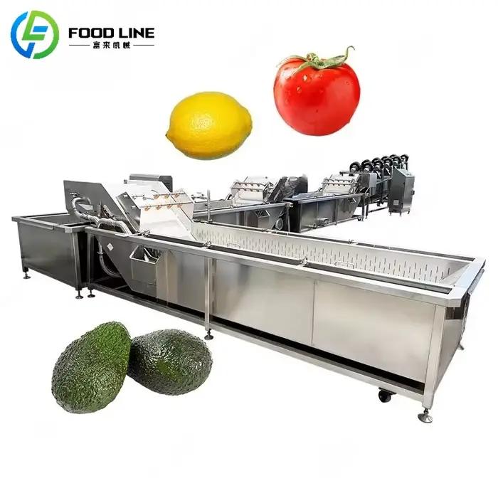 Machine de lavage et de séchage d'air pour légumes et fruits, installation complète de pommes aux fruits, pour trancher la cire propre