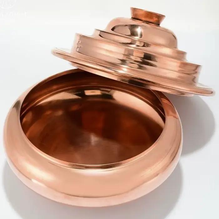 Boîte de riz de stockage bouddhiste artisanales en cuivre rouge pour votre bien-être spirituel et votre décoration d'intérieur occasions spéciales et cadeaux de luxe