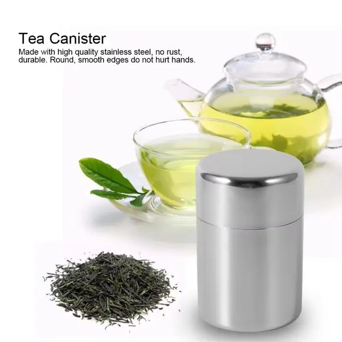 Boîte à thé en acier inoxydable à double couvercle pour conservation de thé et café, résistante à l'humidité, idéale pour les occasions spéciales et les activités de plein air