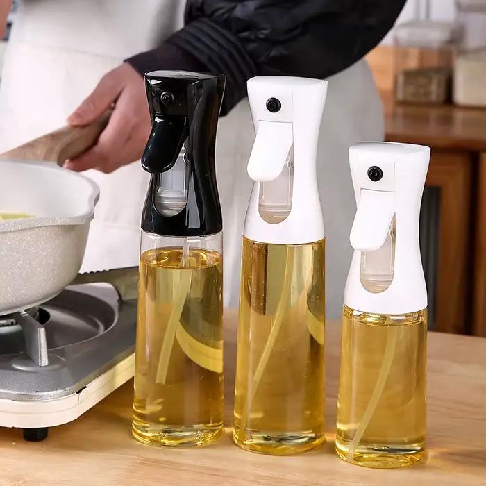Bouteille de pulvérisation d'huile en plastique de 200/300/500ml, vaporisateur d'huile de qualité alimentaire pour la cuisson du barbecue, friteuse à Air, bouteille de pulvérisation d'huile de cuisine