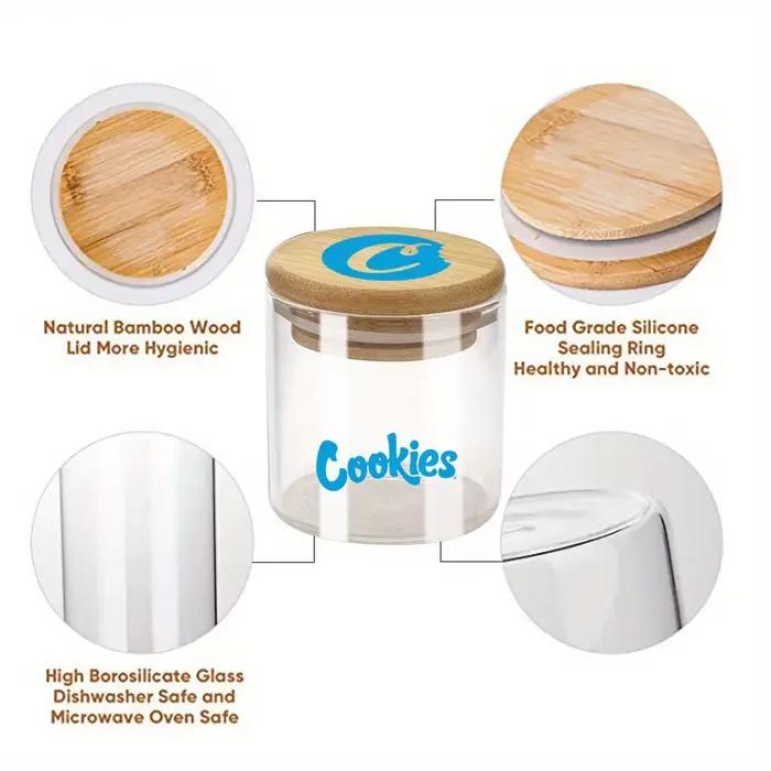 Bocaux de rangement en verre avec couvercle hermétique en bambou pour servir du thé, du café, des épices, des bonbons et des biscuits