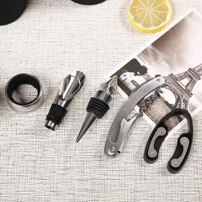 Accessoires d'ouvreur de vin de luxe, ensemble d'outils cadeaux avec tire-bouchon de serveur, Kit d'ouverture de bouteille de 5 pièces