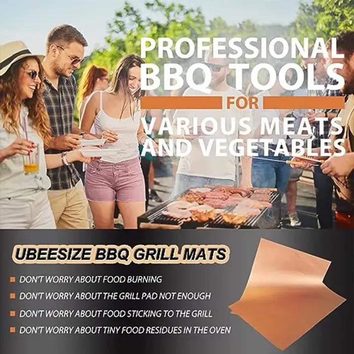 Tapis de barbecue antiadhésif 60x40cm tapis de cuisson outil de barbecue feuille de gril résistant à la chaleur pour barbecues et pique-niques occassions spéciales