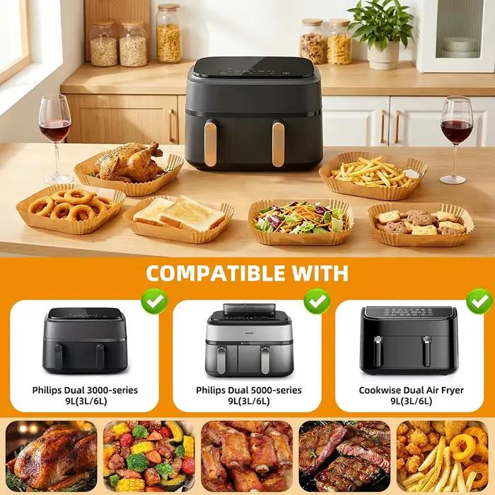 Papier sulfurisé pour friteuse à air Philips Dual Basket séries 3000/5000 6L/3L