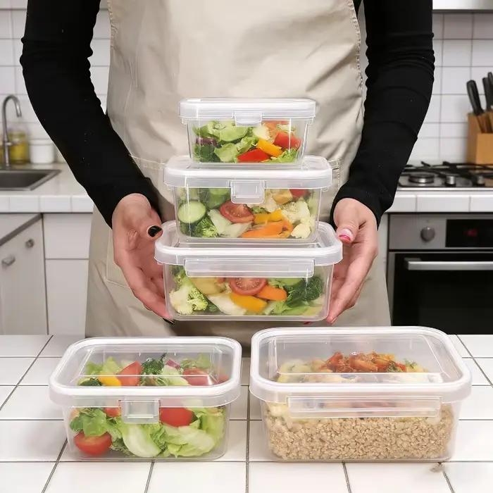 Boîte de rangement transparente pour conservation de la fraîcheur, boîtes de scellage des aliments pour réfrigérateur avec couvercles, conteneur organisateur de grande capacité pour pique-nique de voy