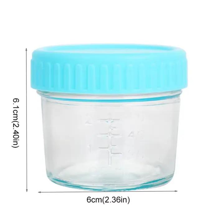 Pot Mason en verre pour aliments pour bébés, 6 pièces, réutilisable avec échelle, tasse à Sauce à tremper, étanche avec couvercle, récipient à salade, épices