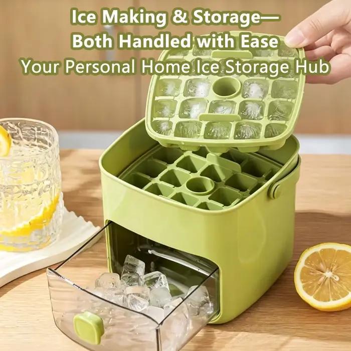Bac à glaçons à pression avec bac de rangement, moule à glace de qualité alimentaire à démoulage rapide pour réfrigérateur domestique, boissons d'été