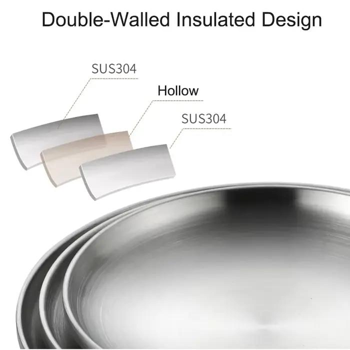 Assiette ronde en acier inoxydable 304