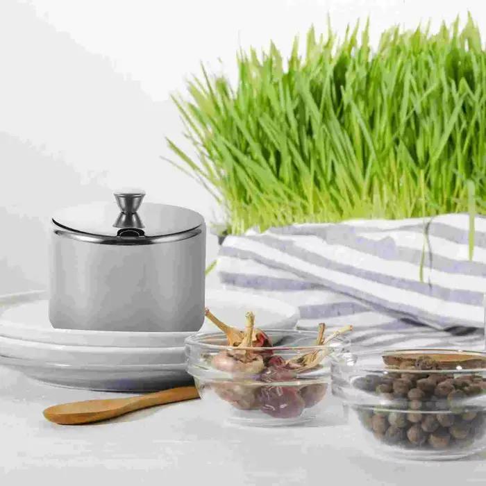 Sucrier de céréales en acier inoxydable, shaker d'assaisonnement avec couvercle, récipient de cuisine, bocaux