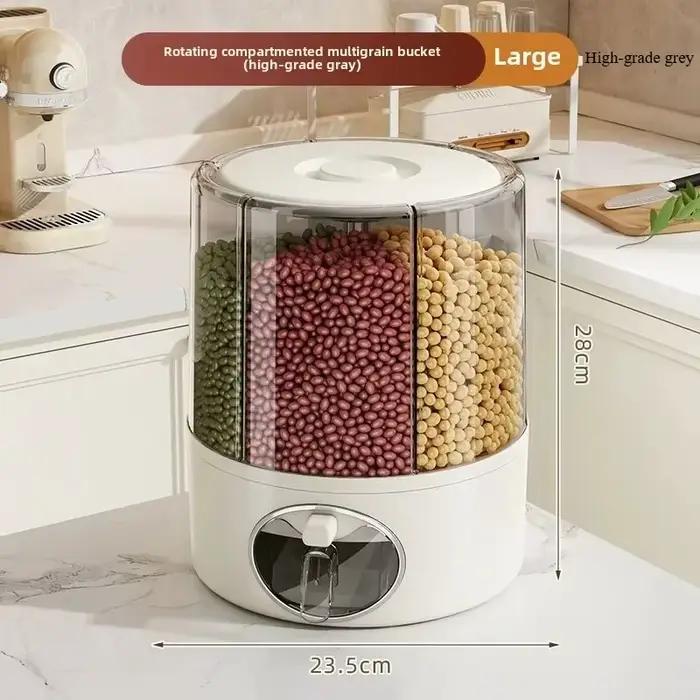 Seau à riz rotatif, boîte de rangement pour céréales domestiques