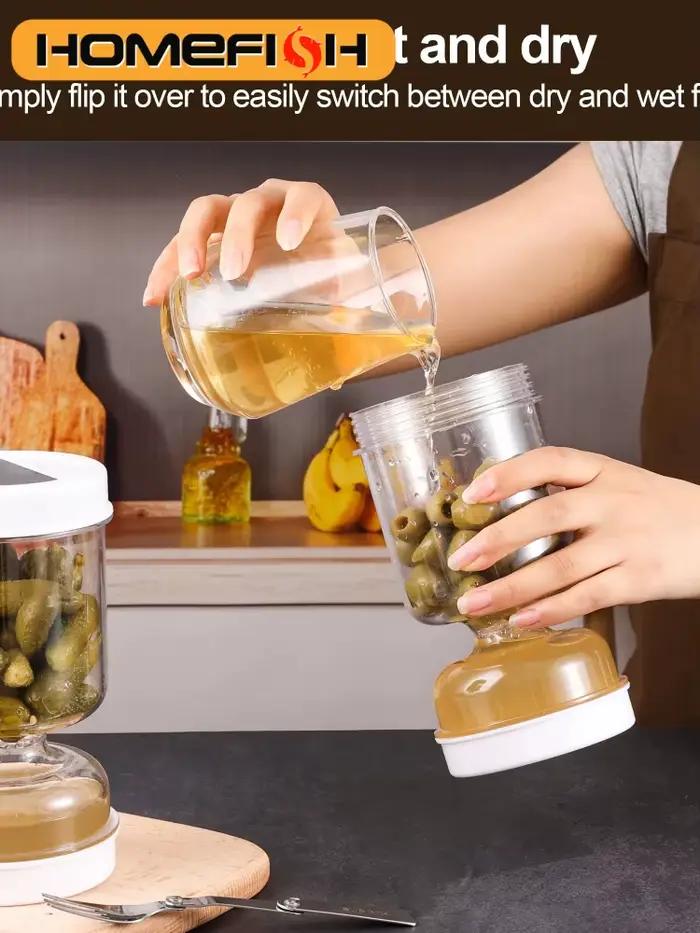 Nouveau pot à olives et cornichons avec passoire