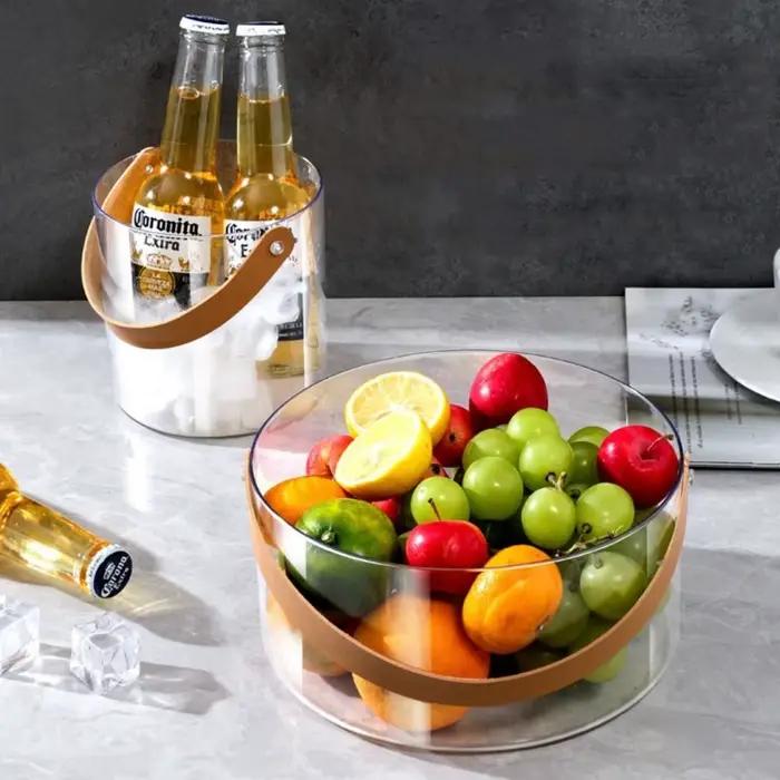 Seau à glace transparent épaissi en plastique, refroidisseur portable pour boissons, bac à champagne, conteneur de refroidissement pour boissons sans couvercle, pour la maison