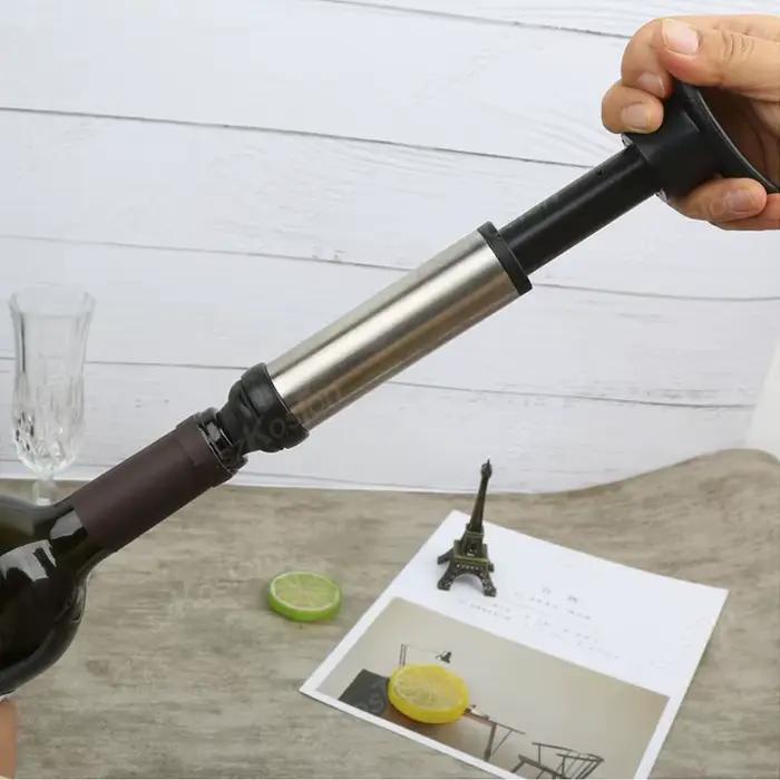 Ensemble d'économiseur de vin sous vide, conservateur de pompe, caoutchouc de vin sous vide, bouchons de bouteille noire, bancs de bière blanche, garder le vin frais