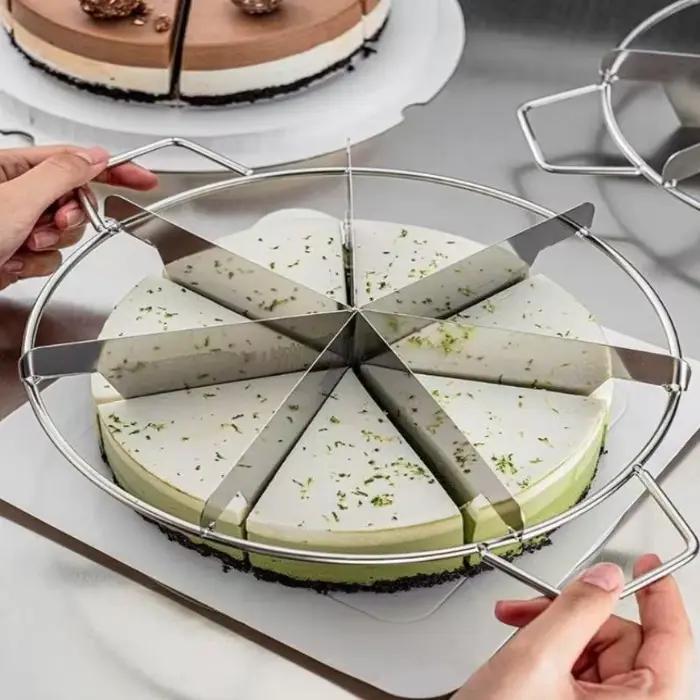 Coupe-gâteau en acier inoxydable, trancheuse, 4 à 10 tranches égales, marqueur de portions de pâtisserie, diviseur de pizza, outil de cuisson pour la cuisine