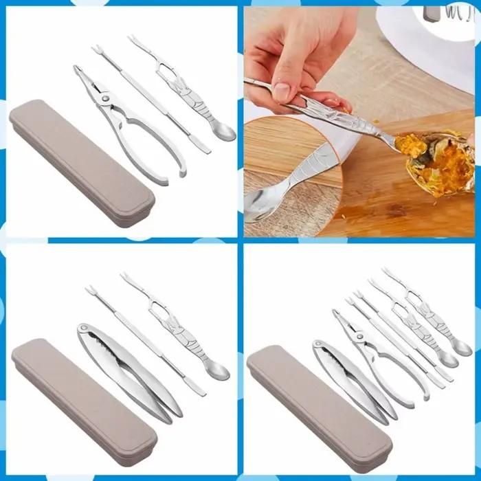 Lot de 3/6 outils professionnels en acier inoxydable pour fruits de mer, pince à homard et crabe imprimée avec boîte, pince à homard, outils pour fruits