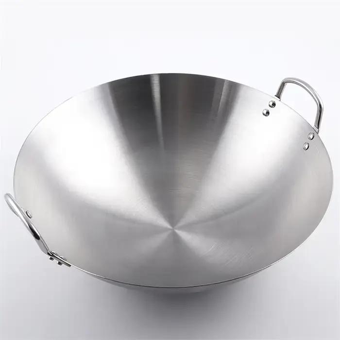 Wok traditionnel chinois à double oreille en fer forgé