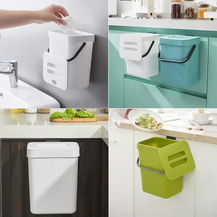 Poubelle de compost ZK50 3L design murale pour cuisine et salle de bains sans perçage Blanc Bleu Noir Vert