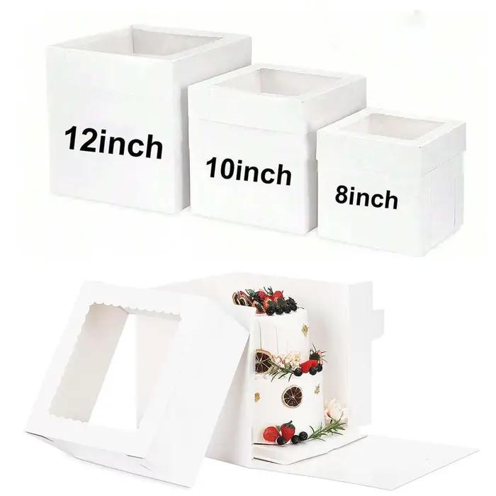 Boîte d'emballage de gâteaux avec fenêtre ondulée transparente, boîte de présentation de desserts, adaptée aux desserts de fête de Noël, boîte d'emballage cadeau.