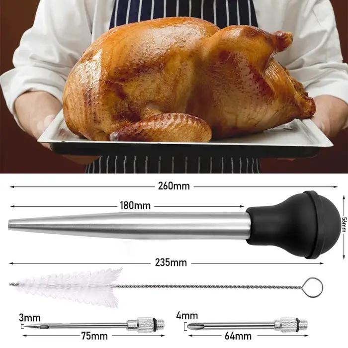 Aiguille de saveur pour BBQ, seringue à viande, Marinade, dinde, Baster, ensemble d'aiguilles, cuisine, Steak de porc, Sauces à viande, outil d'assaisonnement pour Barbecue