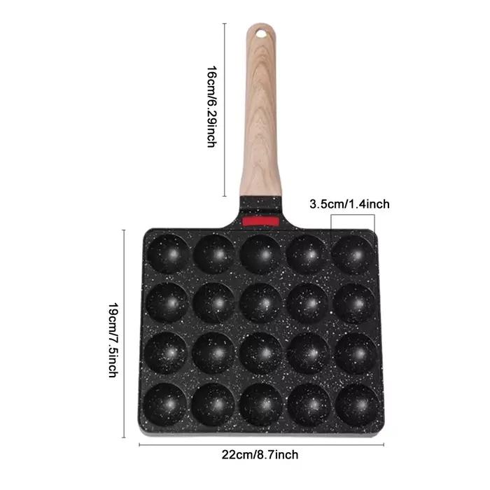 Poêle Takoyaki 20 moules en alliage d'aluminium antiadhésif pour boules de poulpe et gâteaux à crêpes occasions spéciales et rassemblements familiaux