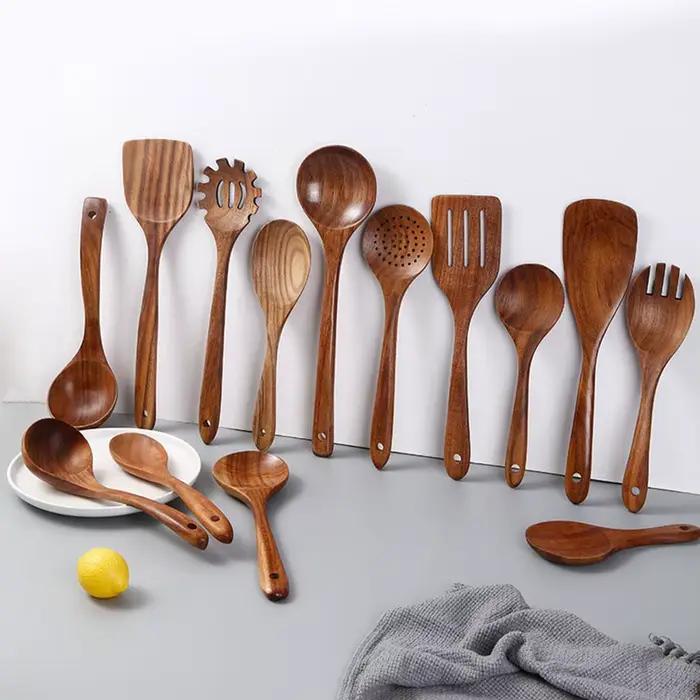 Vaisselle en bois de noyer cuillère passoire à riz écumoire à soupe cuillères