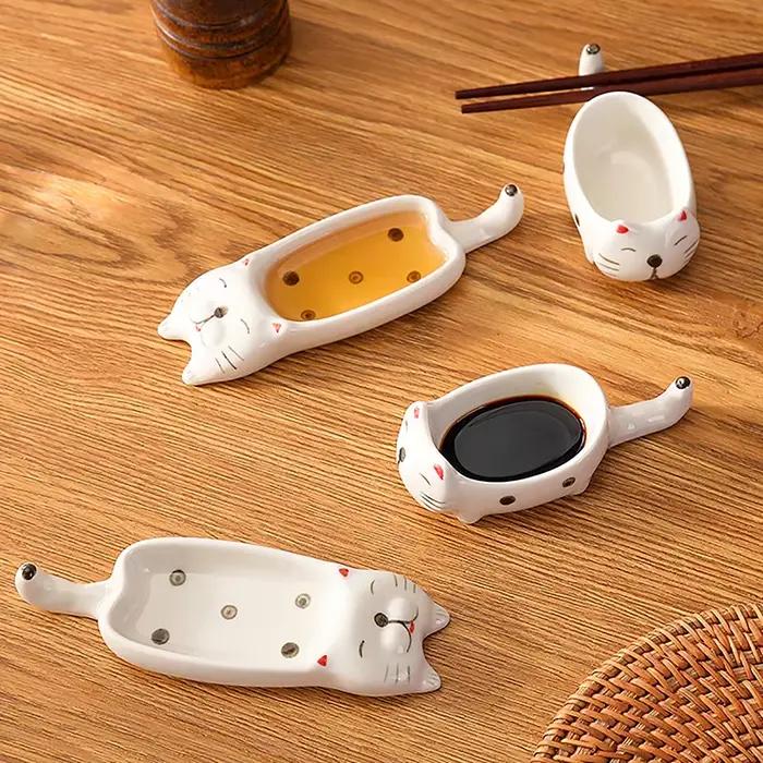 Mini bols en céramique chat mignon pour assaisonnements et petits en-cas à offrir pour occasions spéciales chez soi ou restaurant