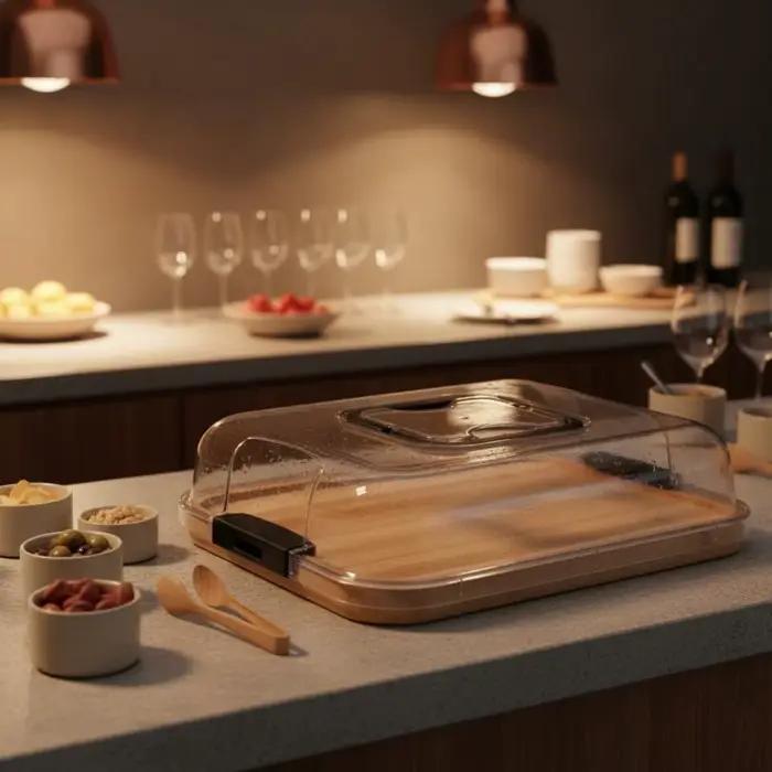 Plateau à charcuterie avec couvercle