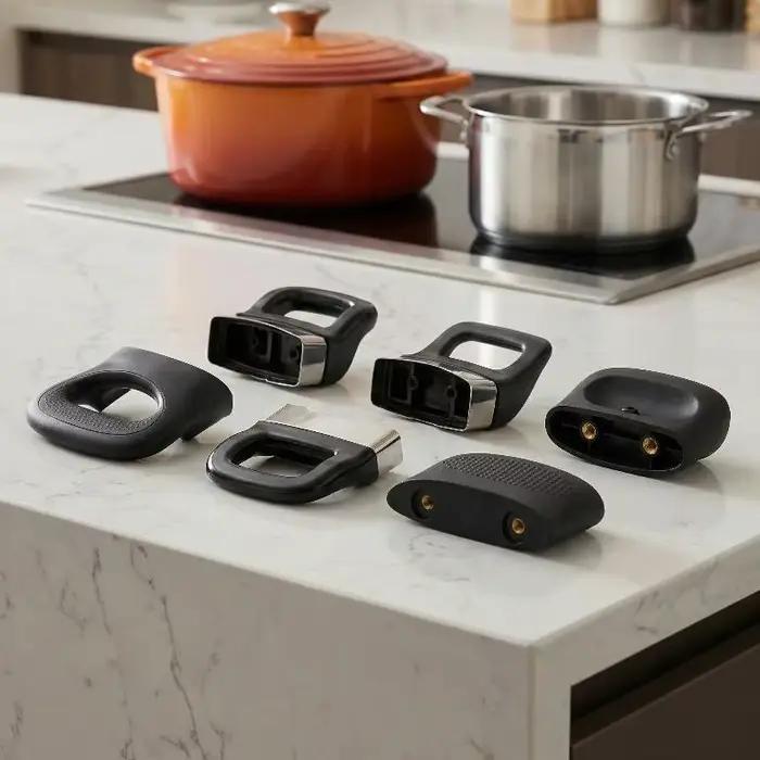 Poignées latérales durables noires pour pot, design anti-brûlure, poignée pour autocuiseur, pour la cuisine