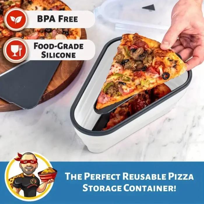 1 boîte de rangement pour pizza en silicone, gain de place, avec 5 plateaux pour micro-ondes, support de rangement pliable réutilisable pour tranches de pizza