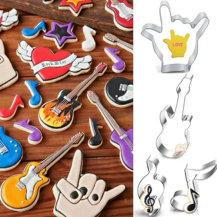 Emporte-pièce Love Music Note Guitar en métal pour décoration de gâteau occasion spéciale occasion de pâtisserie professionnel occasion de mariage anniversaire boutique de pâtisserie original et personnalisé