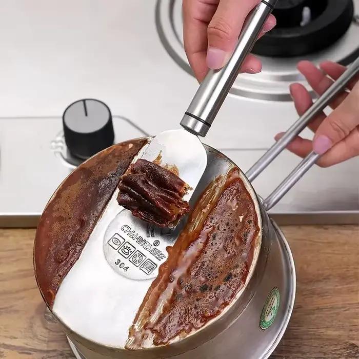 Spatule en acier inoxydable BMPEIC polyvalente pour nettoyage de cuisine barbecue comptoirs en pierre et plus