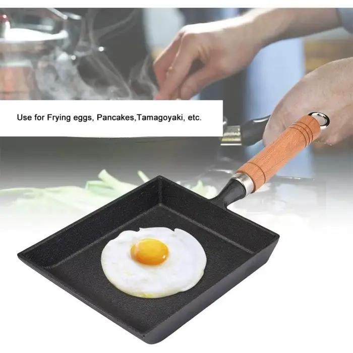 Poêle à tamagoyaki en fonte, poêle carrée, durable, réutilisable, pour faire des œufs, des omelettes, des crêpes, ustensiles de cuisine ménagers