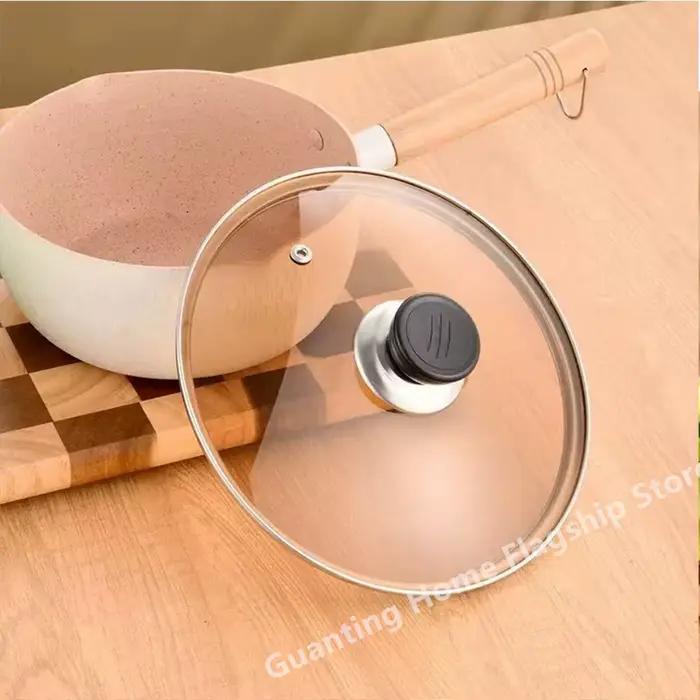 Couvercle en verre marron de 16 à 32cm avec bordure en acier inoxydable et couvercle de casserole de cuisine domestique multifonctionnel de Chef circulaire résistant à la chaleur