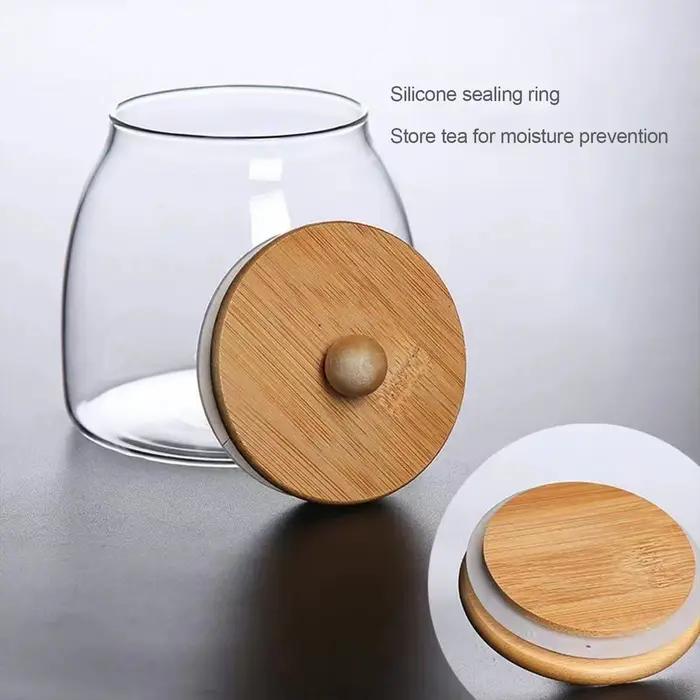 Récipients en verre hermétiques pour le stockage du thé, des herbes et des épices, pot de rangement en verre borosilicate, boîte à thé, organisateur de cuisine