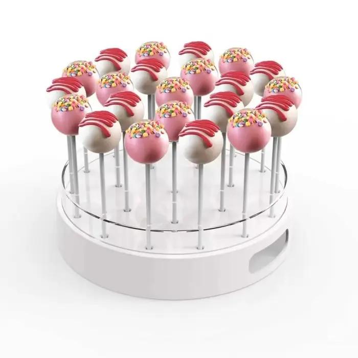 Support à Cake Pops 22 Trous en Acrylique Transparent – Présentoir Rond Polyvalent et Élégant pour Gâteaux et Cupcakes
