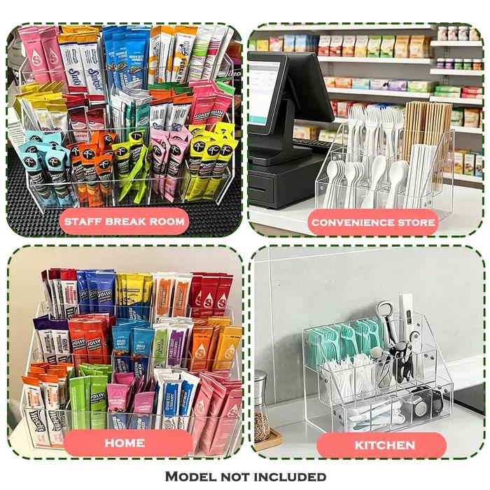 Boîte de rangement à plusieurs niveaux de grande capacité |   Organisateur en acrylique facile à assembler pour garde-manger, thé et fournitures de bureau