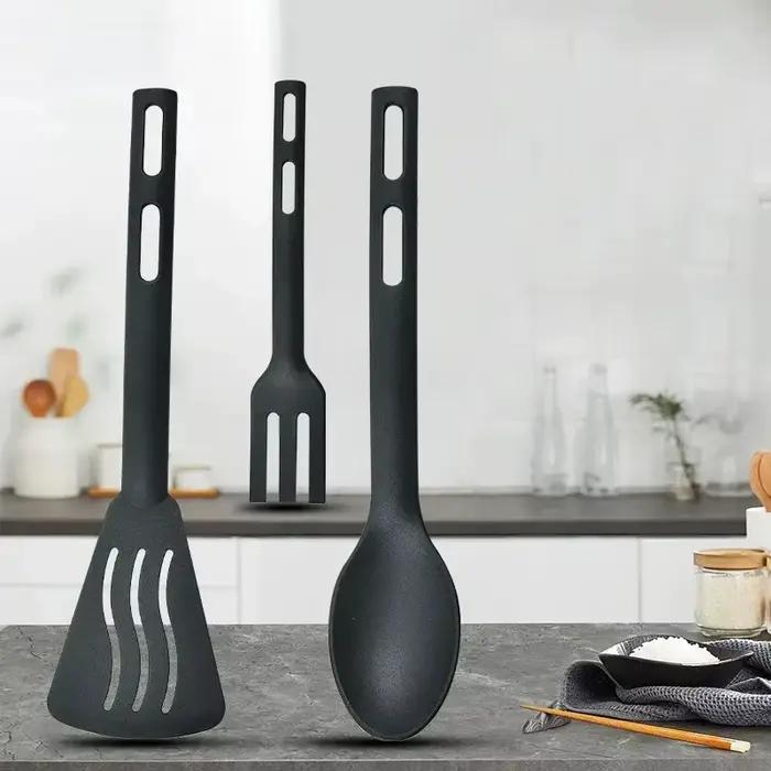 Lot de 3 ustensiles de cuisine en nylon : fourchette à surface plate