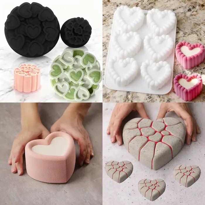 Moule à gâteau mousse en silicone forme de cœur pour saint-valentin outils de pâtisserie ustensiles de cuisine occasions spéciales