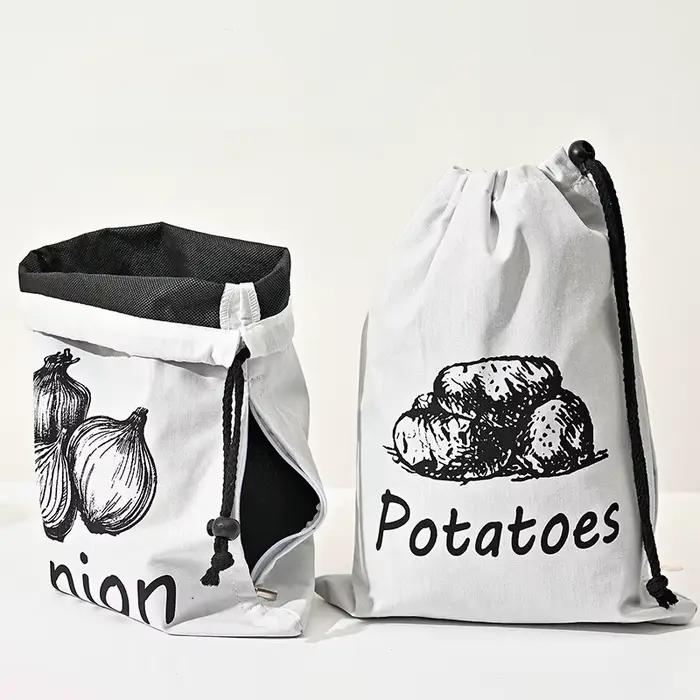 Sac de rangement pour légumes toile respectueux de l'environnement avec fermeture éclair pour cuisine organisation durable