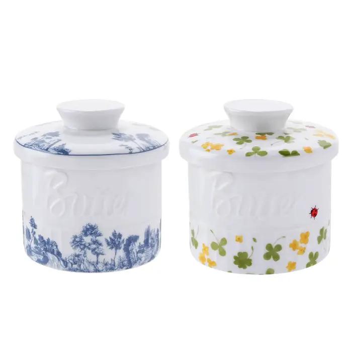 Pot à beurre en céramique élégant avec couvercle pour beurre frais et tartinable occasionnellement pour la maison et les hôtels cadeau d'anniversaire pour cuisiniers