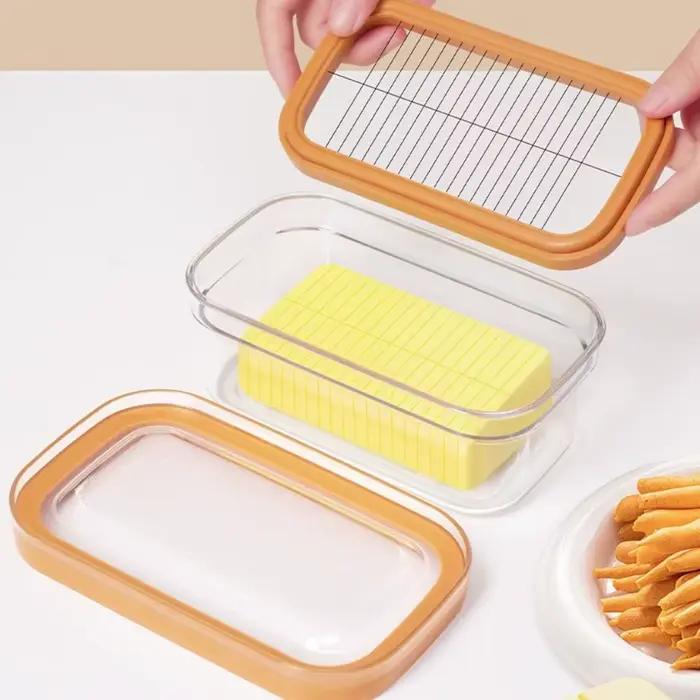 Presse à main domestique, gardien de beurre en plastique anti-rayures, conteneur de tranche de beurre avec couvercle d'étanchéité, boîte à trancher le beurre pour réfrigérateur