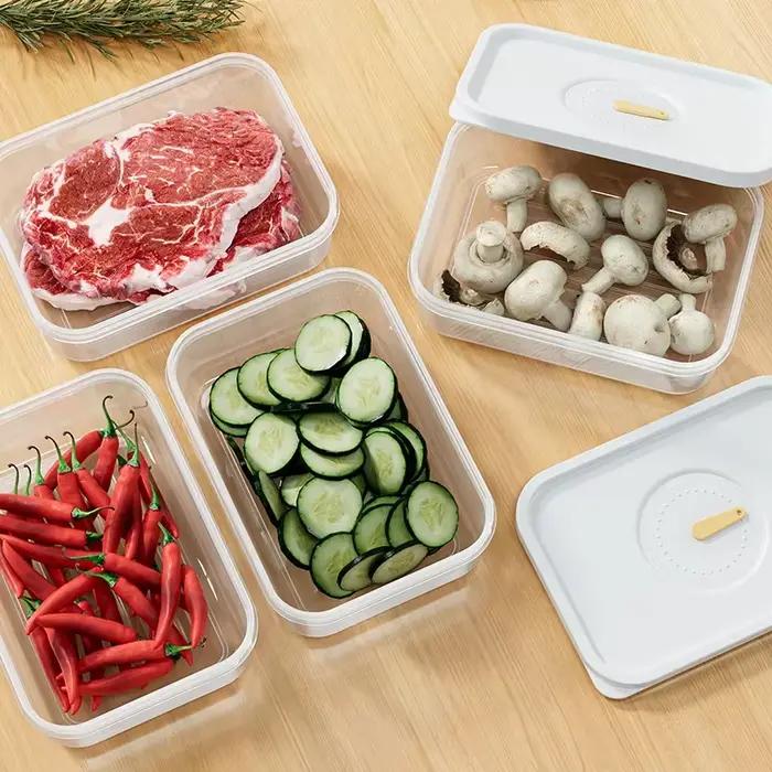 Transparent 950ML réfrigérateur stocke bac à légumes aliments frais fruits conteneur en plastique micro-ondable Bento boîte réfrigérateur organisateur congélateur boîte