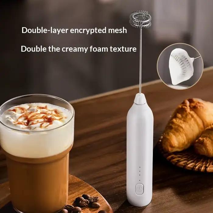 Mousseur à lait électrique et batteur à œufs 2-en-1 rechargeable USB, mélangeur à café et batteur à pâtisserie pour la cuisine et la salle à manger, pour la préparation de crème et de mousse à domicil